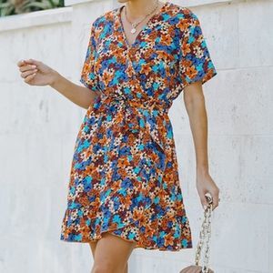 Floral ruffle mini dress